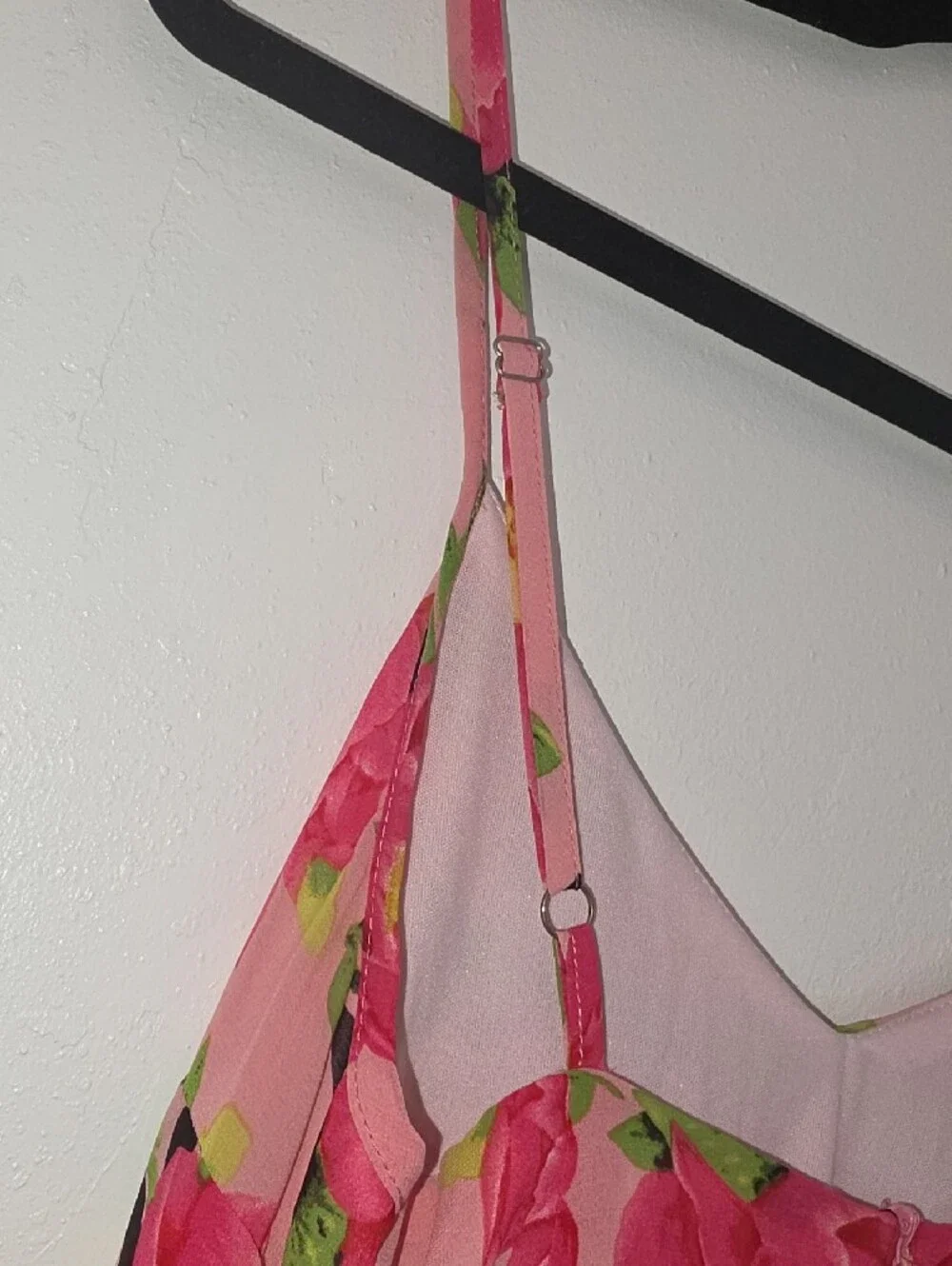 Nasty Gal Pink Floral Adjustable Spaghetti Strap High Slit Ruffle Midi Dress 6 - Picture 3 of 6